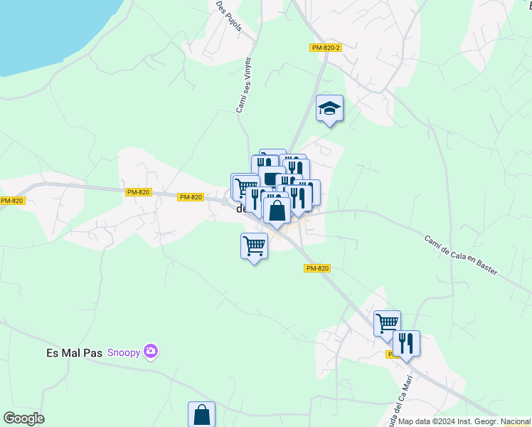 map of restaurants, bars, coffee shops, grocery stores, and more near 15 Carrer Guillem de Montgrí in Sant Ferran de ses Roques