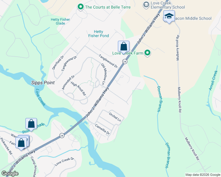 map of restaurants, bars, coffee shops, grocery stores, and more near 113 Williams Way in Lewes