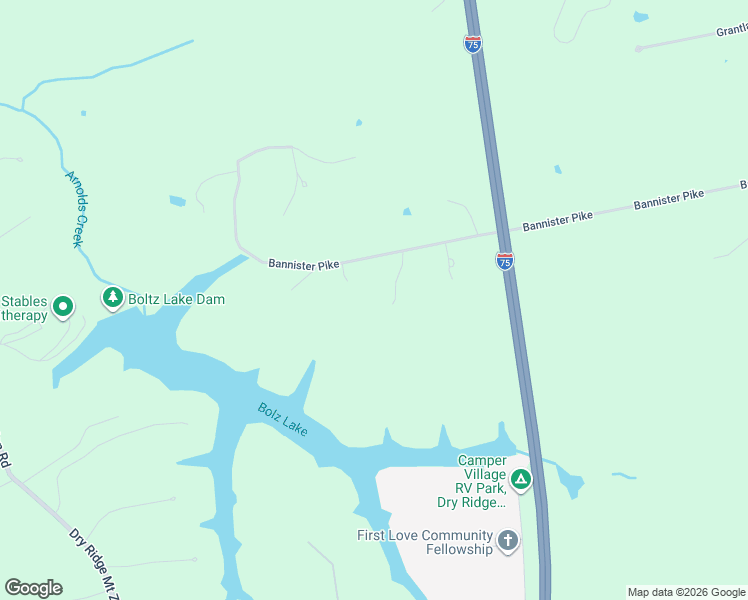 map of restaurants, bars, coffee shops, grocery stores, and more near 1140 Bannister Pike in Dry Ridge