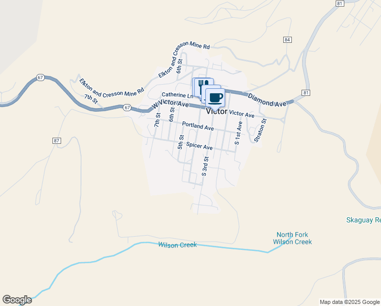 map of restaurants, bars, coffee shops, grocery stores, and more near 408 Spicer Avenue in Victor