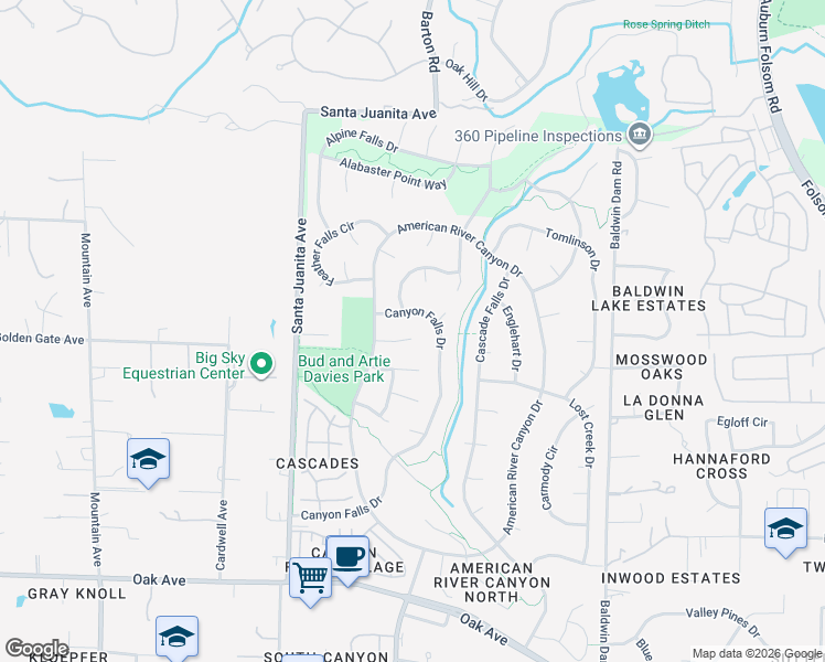 map of restaurants, bars, coffee shops, grocery stores, and more near 106 Valley Falls Place in Folsom