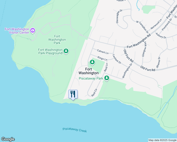 map of restaurants, bars, coffee shops, grocery stores, and more near in Fort Washington