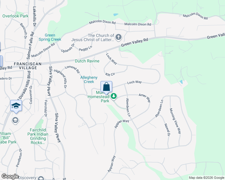 map of restaurants, bars, coffee shops, grocery stores, and more near 2423 Loch Way in El Dorado Hills