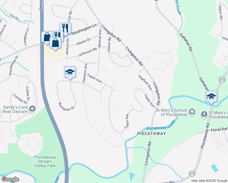 map of restaurants, bars, coffee shops, grocery stores, and more near 1606 Taylor Avenue in Fort Washington