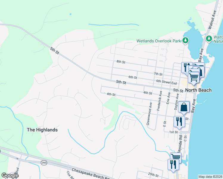 map of restaurants, bars, coffee shops, grocery stores, and more near 3607 4th Street in North Beach