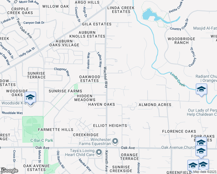 map of restaurants, bars, coffee shops, grocery stores, and more near 7748 Wachtel Way in Orangevale