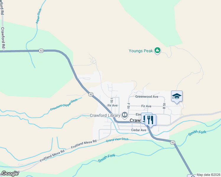 map of restaurants, bars, coffee shops, grocery stores, and more near 449 I Street in Crawford