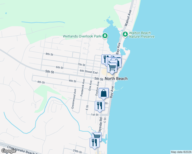 map of restaurants, bars, coffee shops, grocery stores, and more near 4012 5th Street in North Beach