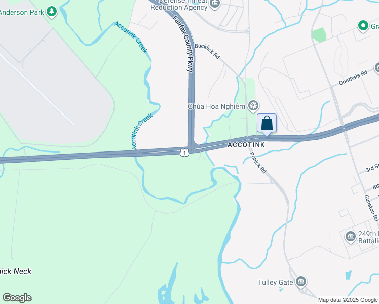 map of restaurants, bars, coffee shops, grocery stores, and more near Richmond Hwy & Fairfax County Pkwy in Fort Belvoir