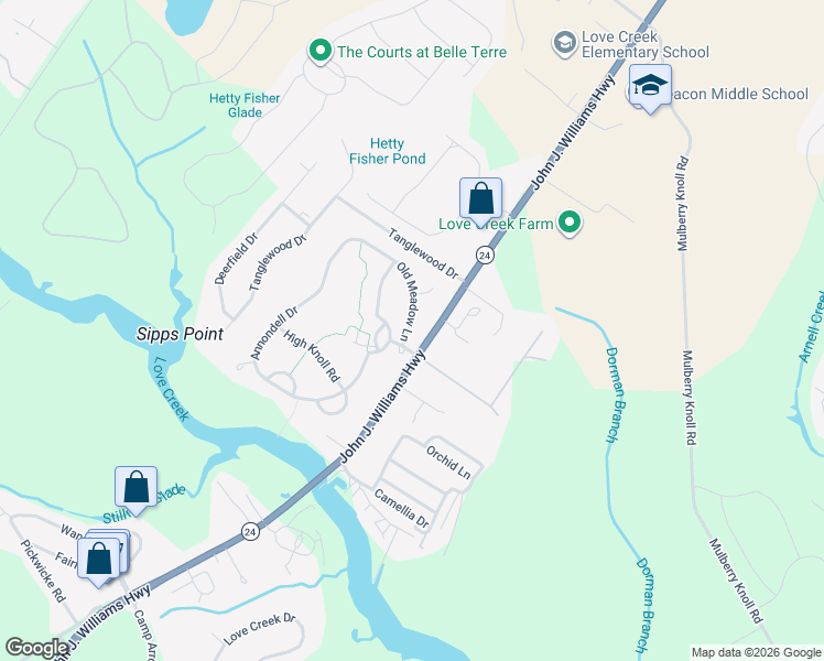 map of restaurants, bars, coffee shops, grocery stores, and more near 113 Williams Way in Lewes
