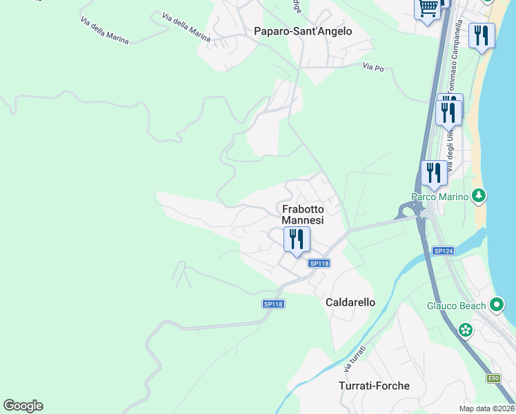 map of restaurants, bars, coffee shops, grocery stores, and more near 5 Via Pietro Verri in Frabotto Mannesi