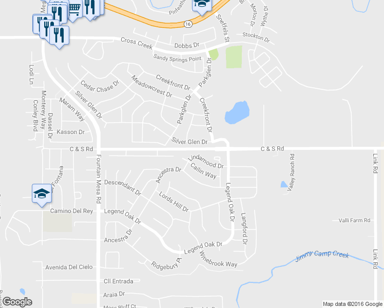 map of restaurants, bars, coffee shops, grocery stores, and more near 1044 Lindamood Drive in Fountain