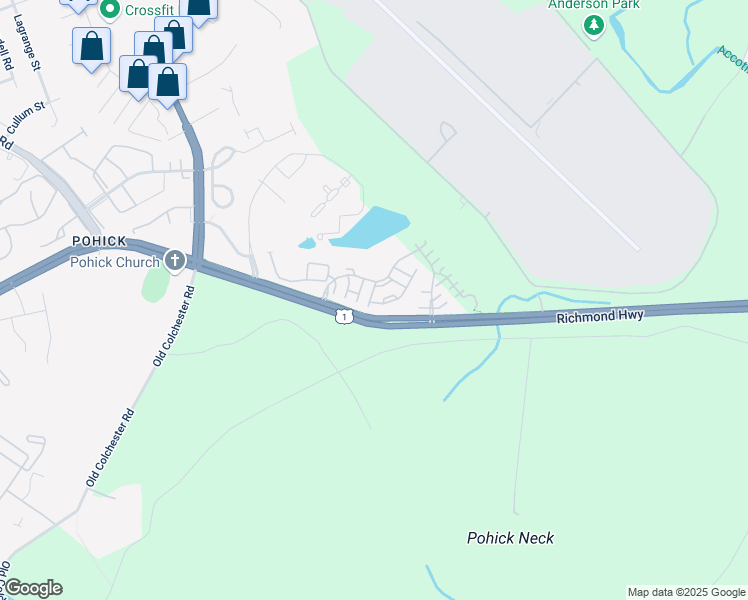 map of restaurants, bars, coffee shops, grocery stores, and more near 9135 Lake Parcel Drive in Fort Belvoir