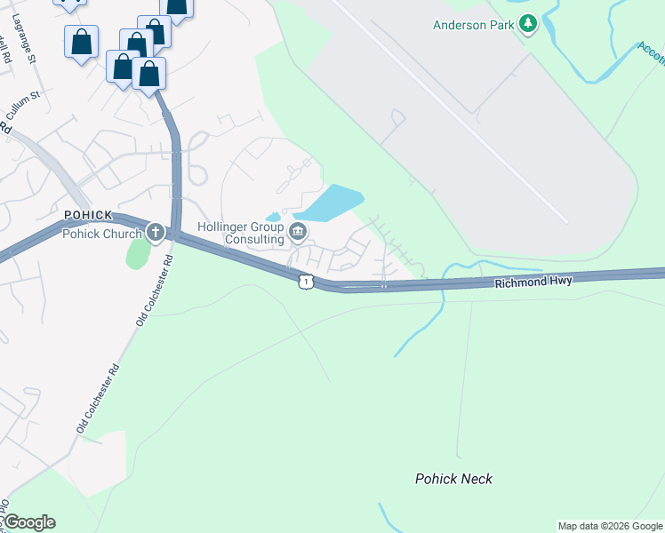 map of restaurants, bars, coffee shops, grocery stores, and more near 9135 Lake Parcel Drive in Fort Belvoir
