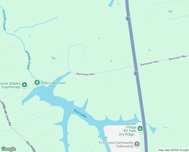 map of restaurants, bars, coffee shops, grocery stores, and more near 1140 Bannister Pike in Dry Ridge