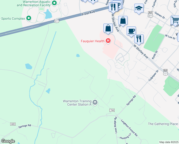 map of restaurants, bars, coffee shops, grocery stores, and more near 8019 Shipmadilly Lane in Warrenton