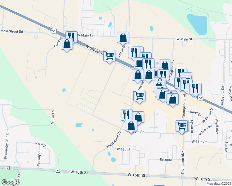 map of restaurants, bars, coffee shops, grocery stores, and more near 900 Westwood Avenue in Sedalia