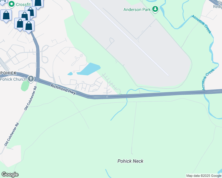 map of restaurants, bars, coffee shops, grocery stores, and more near 7011 Lawnwood Court in Fort Belvoir