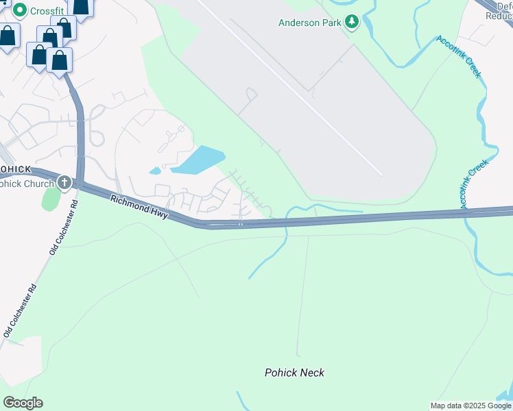 map of restaurants, bars, coffee shops, grocery stores, and more near 6984 Forepond Court in Fort Belvoir
