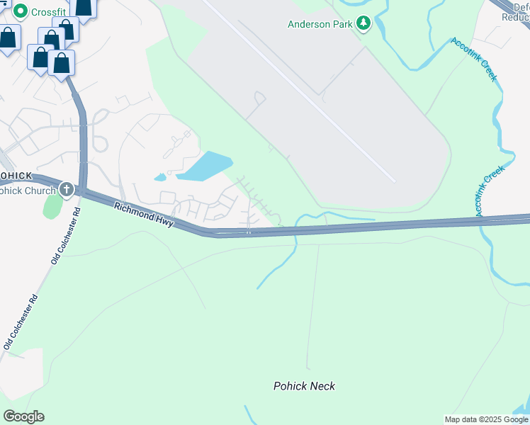 map of restaurants, bars, coffee shops, grocery stores, and more near 6984 Forepond Court in Fort Belvoir