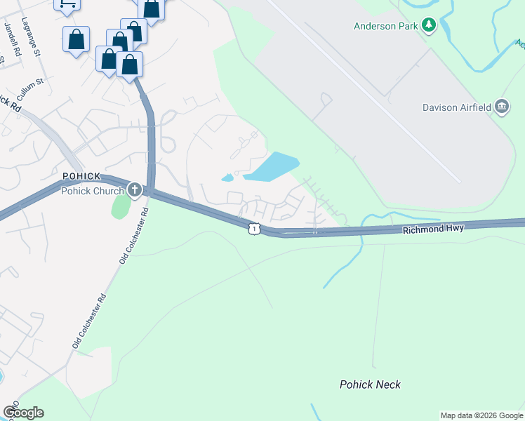 map of restaurants, bars, coffee shops, grocery stores, and more near 9154 Ciri Lake Lane in Fort Belvoir