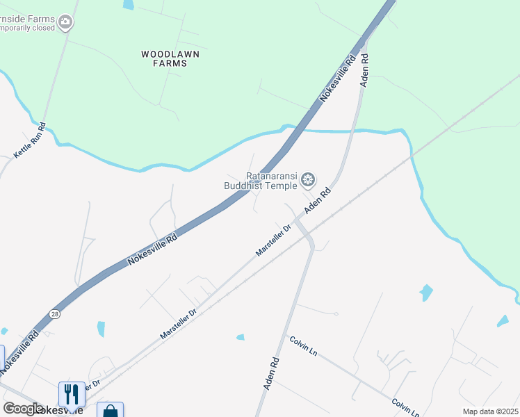 map of restaurants, bars, coffee shops, grocery stores, and more near 12419 Nokesville Road in Nokesville