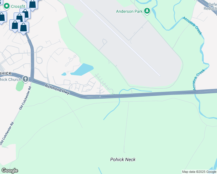 map of restaurants, bars, coffee shops, grocery stores, and more near 6982 Forepond Court in Fort Belvoir