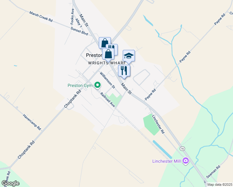 map of restaurants, bars, coffee shops, grocery stores, and more near 122 Williamson Street in Preston