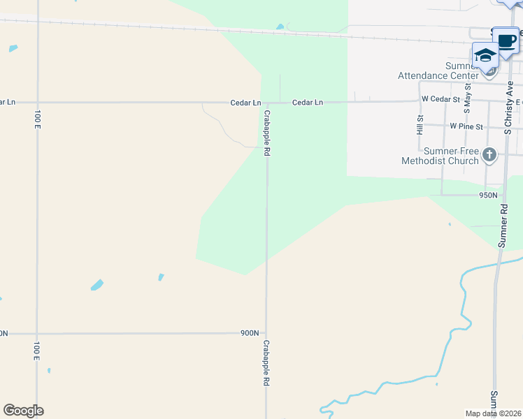 map of restaurants, bars, coffee shops, grocery stores, and more near 9551 Crabapple Road in Sumner