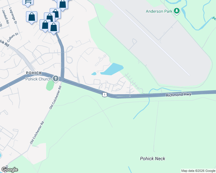 map of restaurants, bars, coffee shops, grocery stores, and more near 9154 Ciri Lake Lane in Fort Belvoir