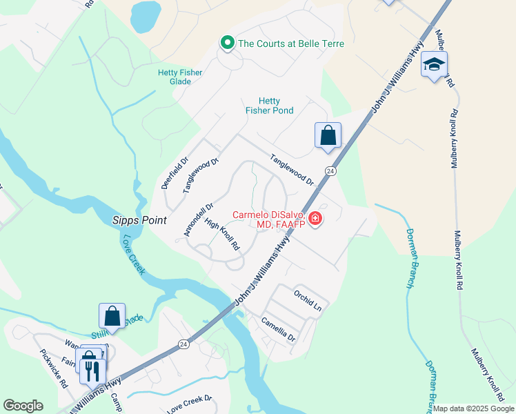 map of restaurants, bars, coffee shops, grocery stores, and more near 20509 Annondell Drive in Lewes