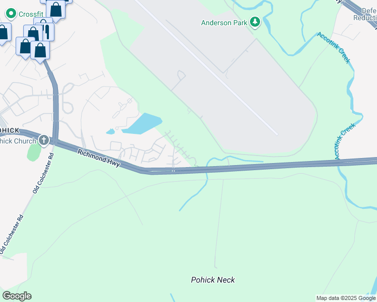 map of restaurants, bars, coffee shops, grocery stores, and more near 6971 Inlet Creek Court in Fort Belvoir