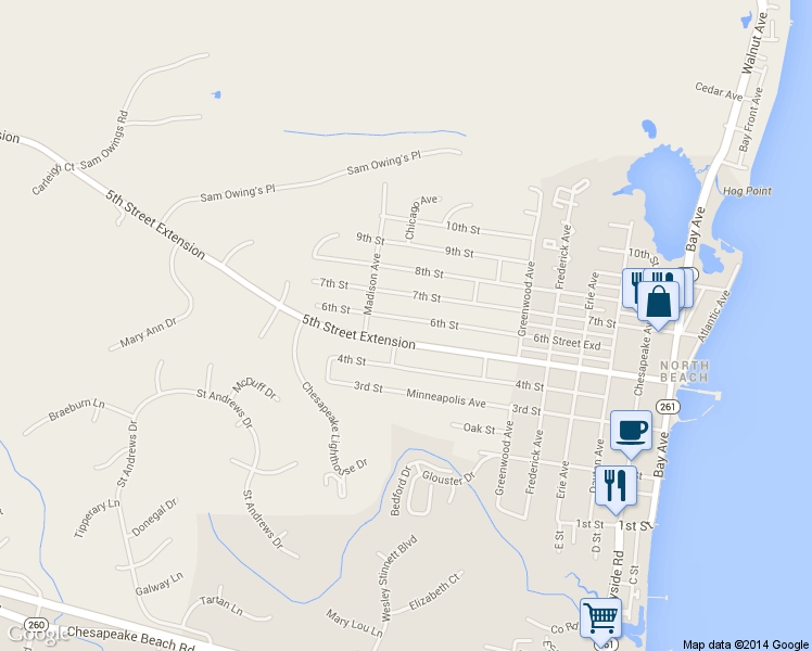 map of restaurants, bars, coffee shops, grocery stores, and more near 3705 6th Street in North Beach