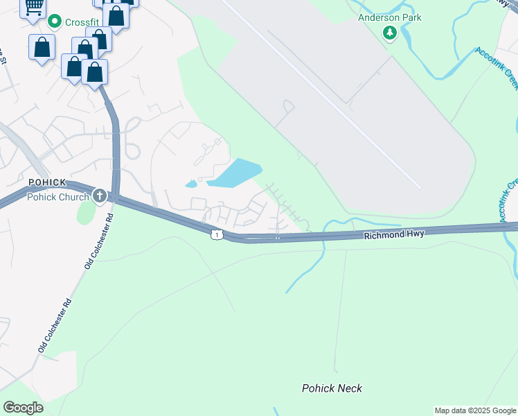 map of restaurants, bars, coffee shops, grocery stores, and more near 9106 Park Cove Drive in Fort Belvoir