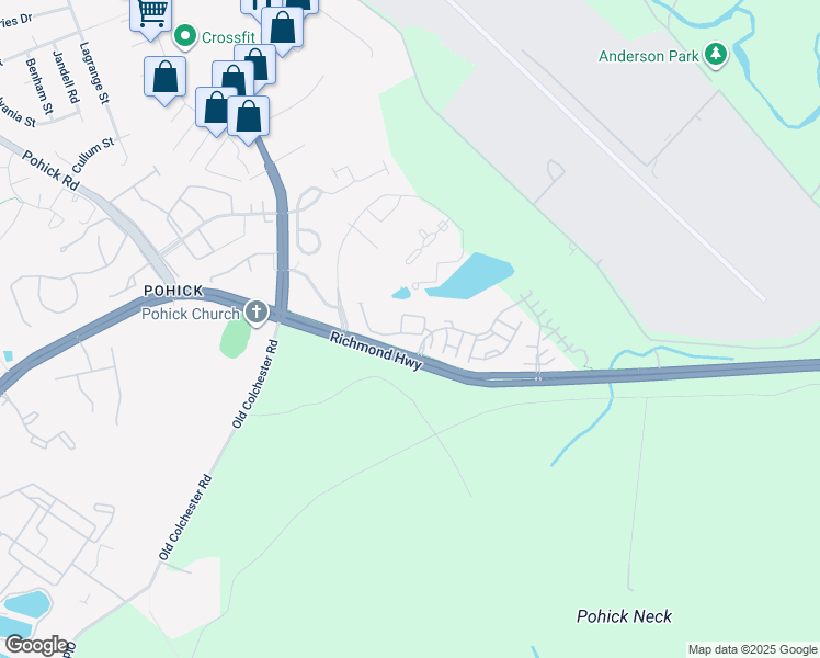 map of restaurants, bars, coffee shops, grocery stores, and more near 9237 Point Replete Drive in Fort Belvoir