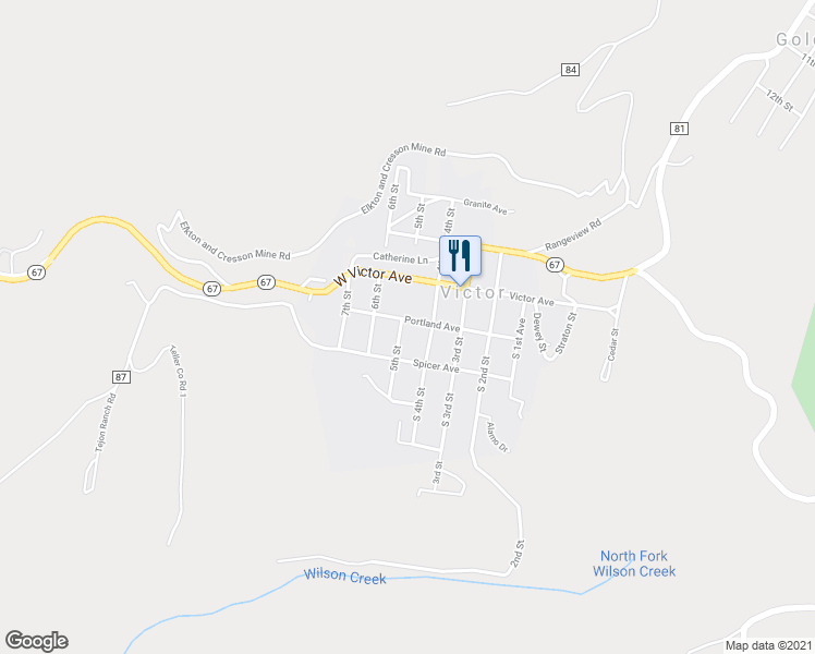 map of restaurants, bars, coffee shops, grocery stores, and more near 412 West Portland in Victor