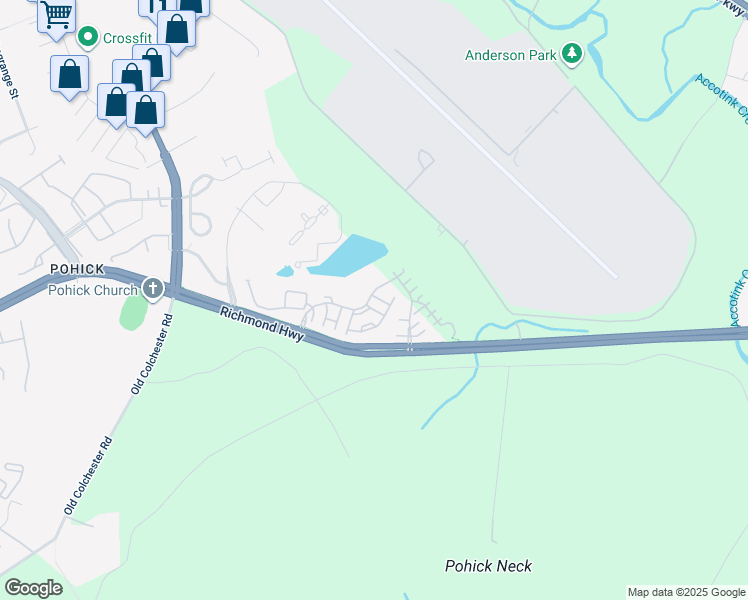 map of restaurants, bars, coffee shops, grocery stores, and more near 9100 Park Cove Drive in Fort Belvoir