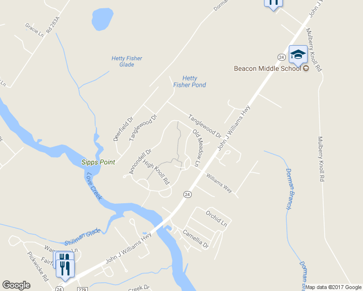 map of restaurants, bars, coffee shops, grocery stores, and more near 20517 Annondell Drive in Lewes