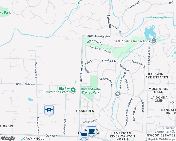 map of restaurants, bars, coffee shops, grocery stores, and more near 137 Feather Falls Circle in Folsom