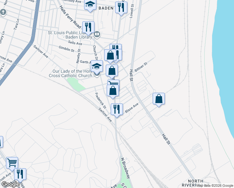map of restaurants, bars, coffee shops, grocery stores, and more near 761 Ponce Avenue in St. Louis