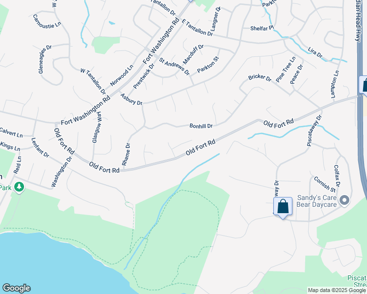 map of restaurants, bars, coffee shops, grocery stores, and more near 205 Woodgreen Circle in Fort Washington