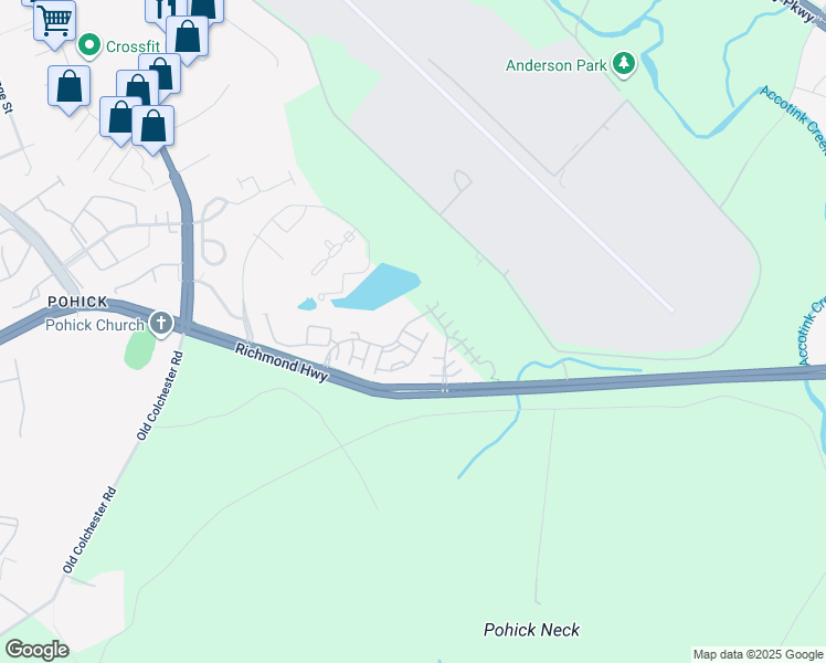 map of restaurants, bars, coffee shops, grocery stores, and more near 9103 Park Cove Drive in Fort Belvoir
