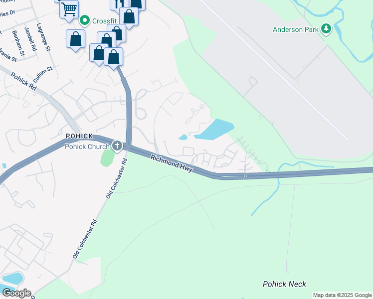 map of restaurants, bars, coffee shops, grocery stores, and more near 7125 Point Replete Circle in Fort Belvoir