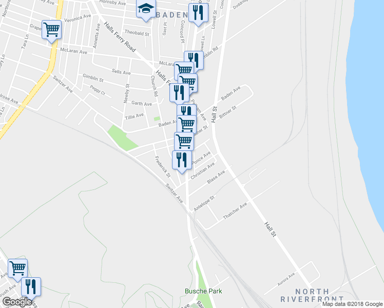map of restaurants, bars, coffee shops, grocery stores, and more near 761 Ponce Avenue in St. Louis