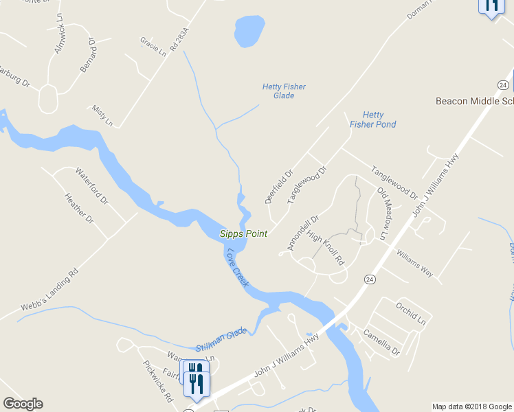 map of restaurants, bars, coffee shops, grocery stores, and more near 5 Deerfield Drive in Lewes