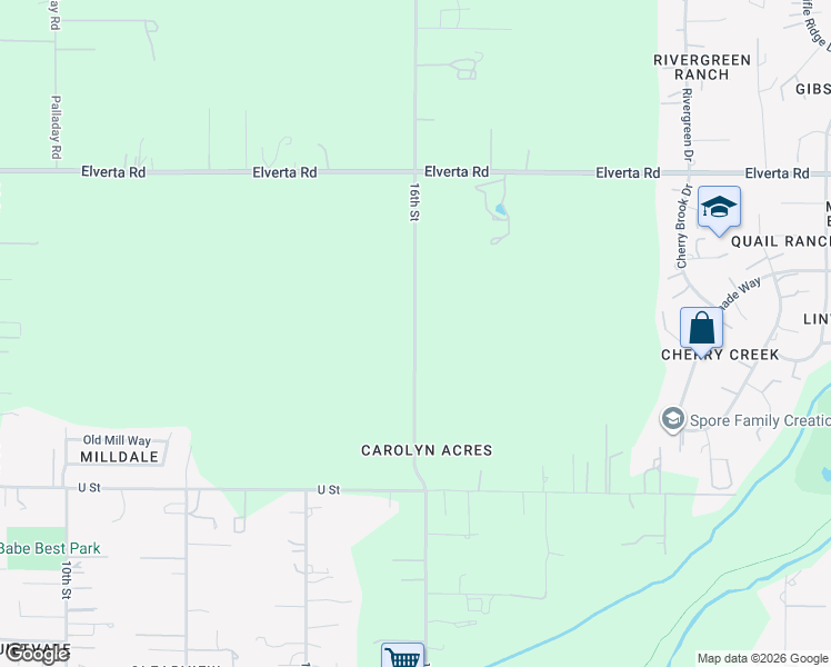 map of restaurants, bars, coffee shops, grocery stores, and more near 7644 16th Street in Elverta