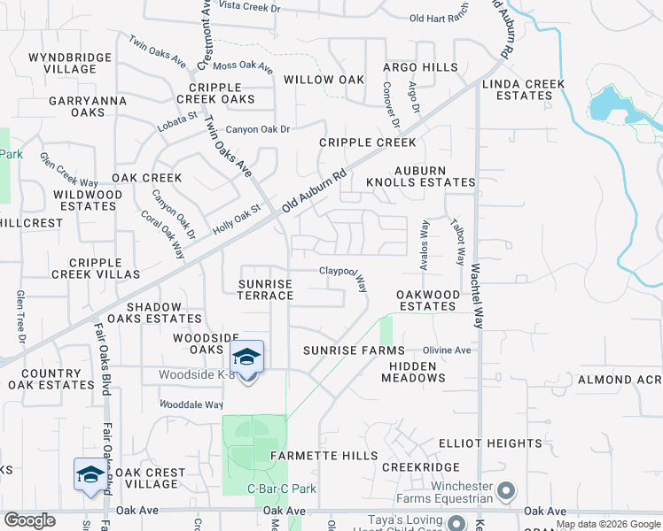 map of restaurants, bars, coffee shops, grocery stores, and more near 8372 Berman Walk Way in Citrus Heights