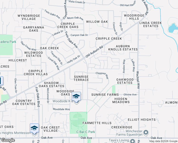 map of restaurants, bars, coffee shops, grocery stores, and more near 7825 Wintergreen Drive in Citrus Heights