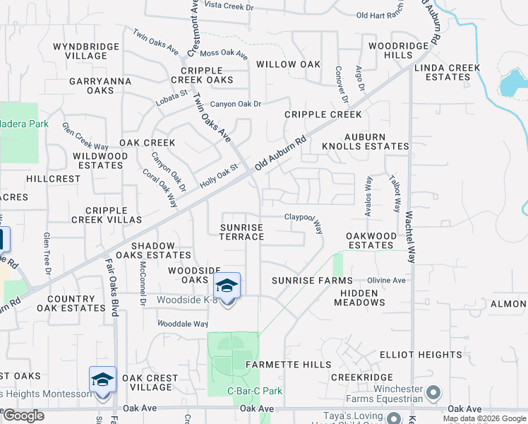 map of restaurants, bars, coffee shops, grocery stores, and more near 7909 Wintergreen Drive in Citrus Heights