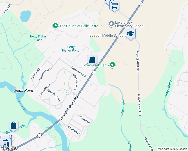 map of restaurants, bars, coffee shops, grocery stores, and more near 20116 John J Williams Highway in Lewes